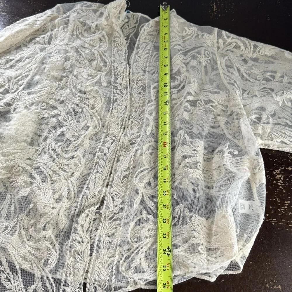 Sundance Cardigan Jacket Size L Large Sheer Lace Embroidered Floral 100% Nylon - Picture 3 of 6